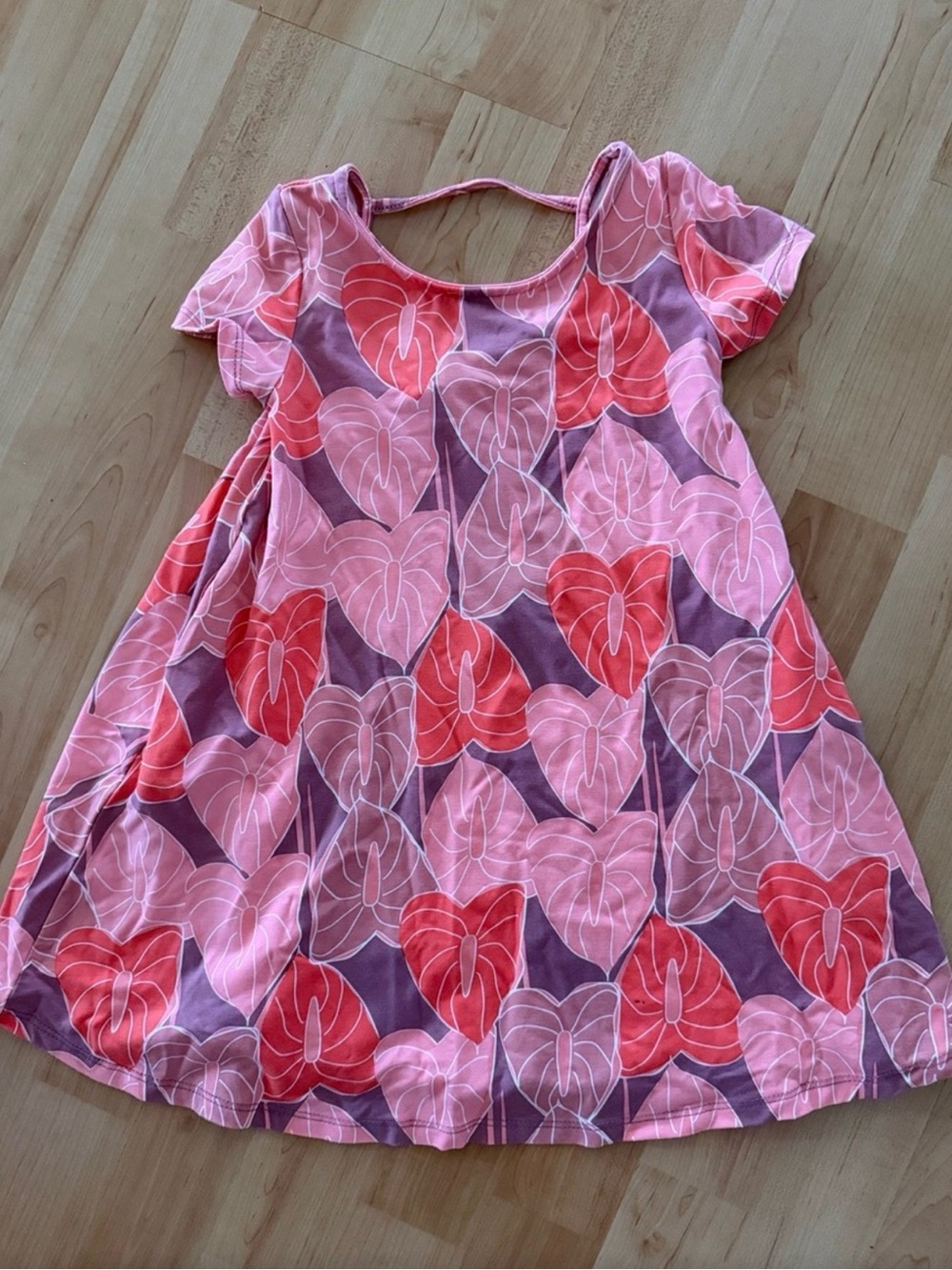 Fighting Eel mini Eel 4T girls kids Pink and purple anthurium Kids Dress